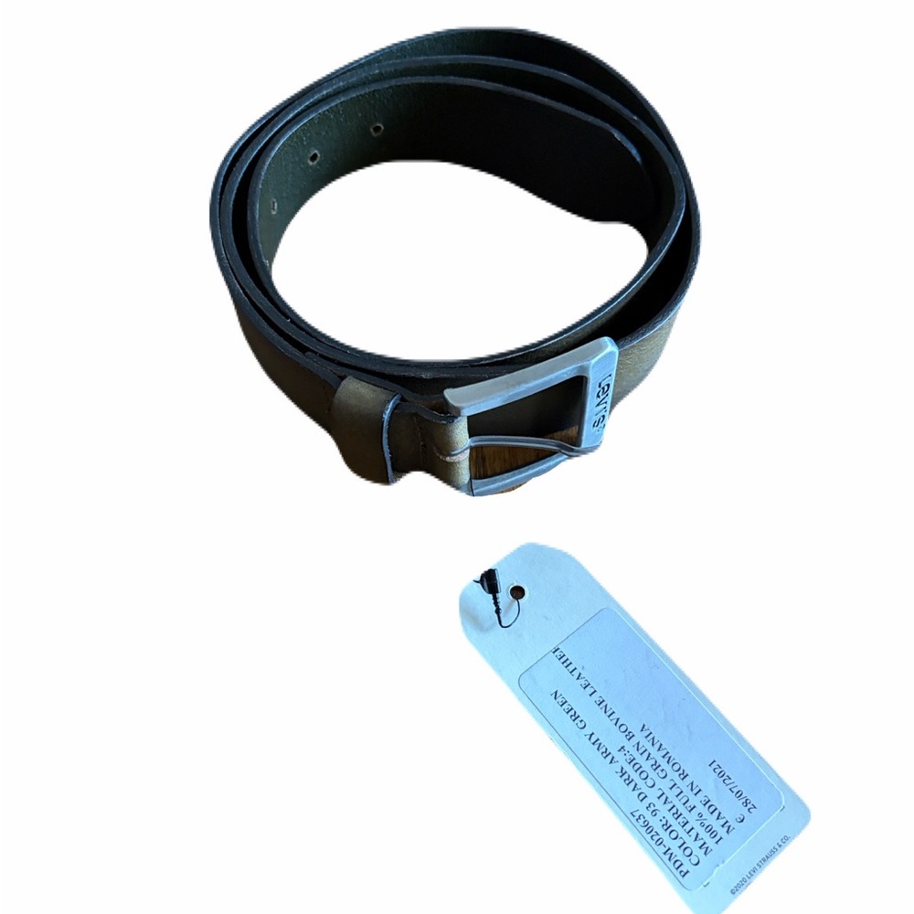 Men's Dark Green Army Leather Belt